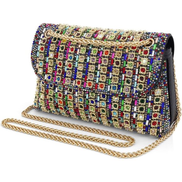 Handbags - Womens Sparkling Rhinestone Evening Clutch Purse Formal Crystal Bag Dinner